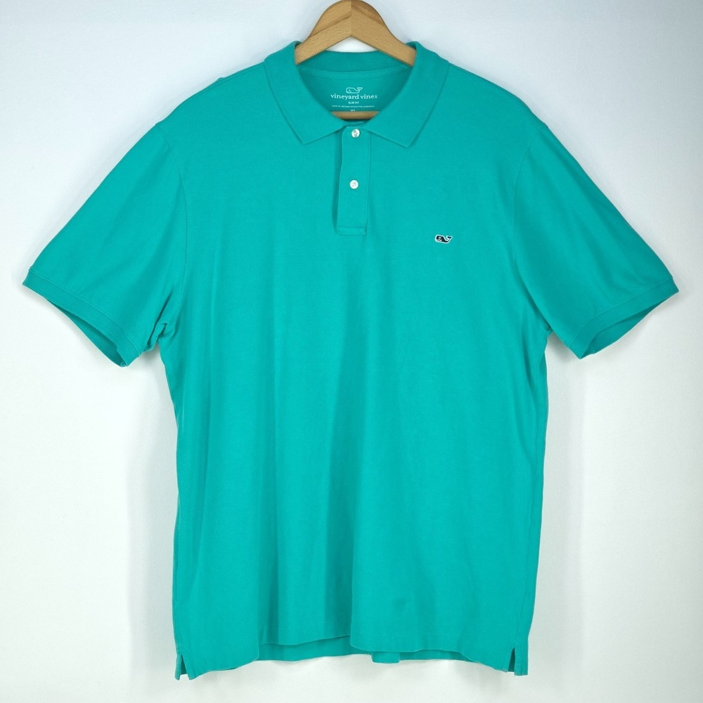 Vineyard Vines Polo Shirt Mens XL‎ Green Slim Fit Preppy Summer Business Casual